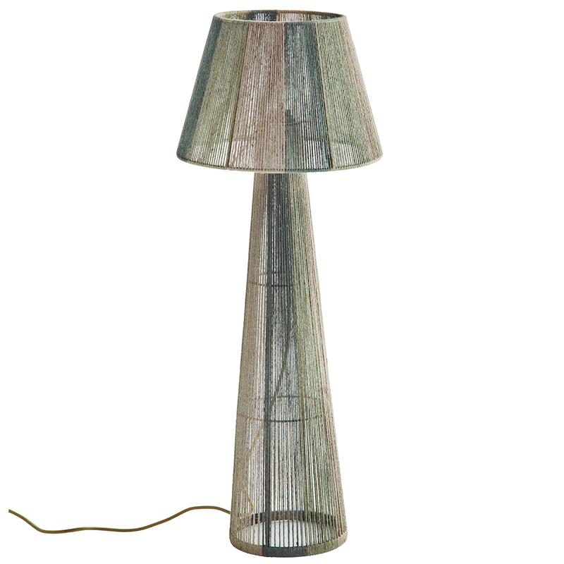 Madam Stoltz-collectie Jute floor lamp Natural light green petrol green