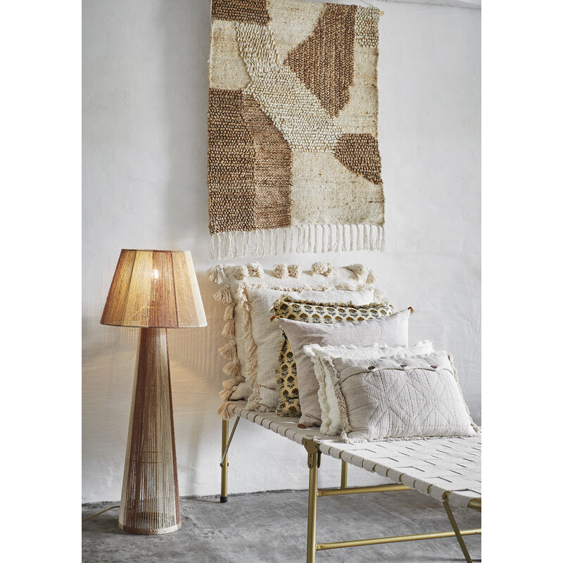 Madam Stoltz-collectie Jute vloerlamp Naturel gebroken wit kaneel