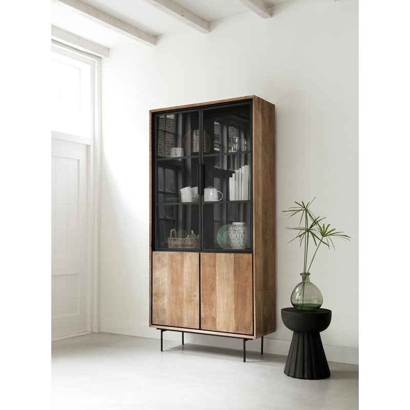 MUST Living-collectie Kruk Trofee suar hout zwart met naturel barsten.