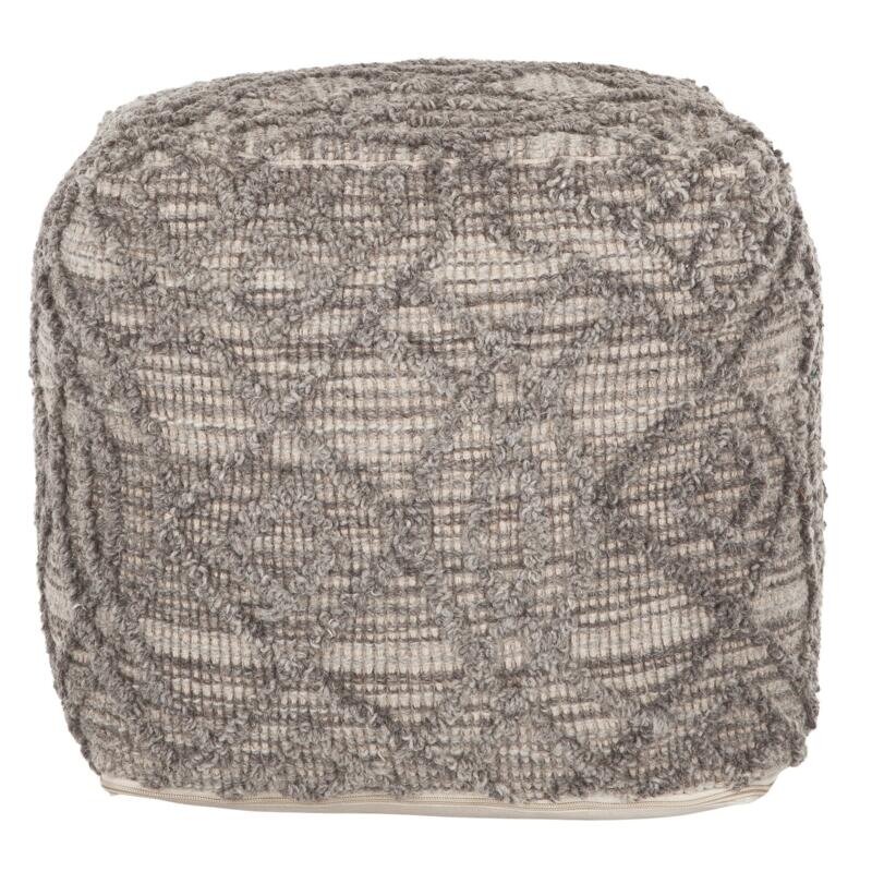 MUST Living-collectie Poef Angel 40x40x40 cm Natuur/Grijs 81% wol 19% katoen.