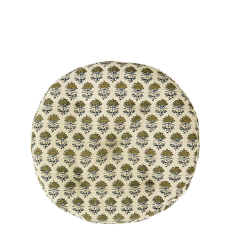 Madam Stoltz Rond matraskussen 40cm beige met multicolour print