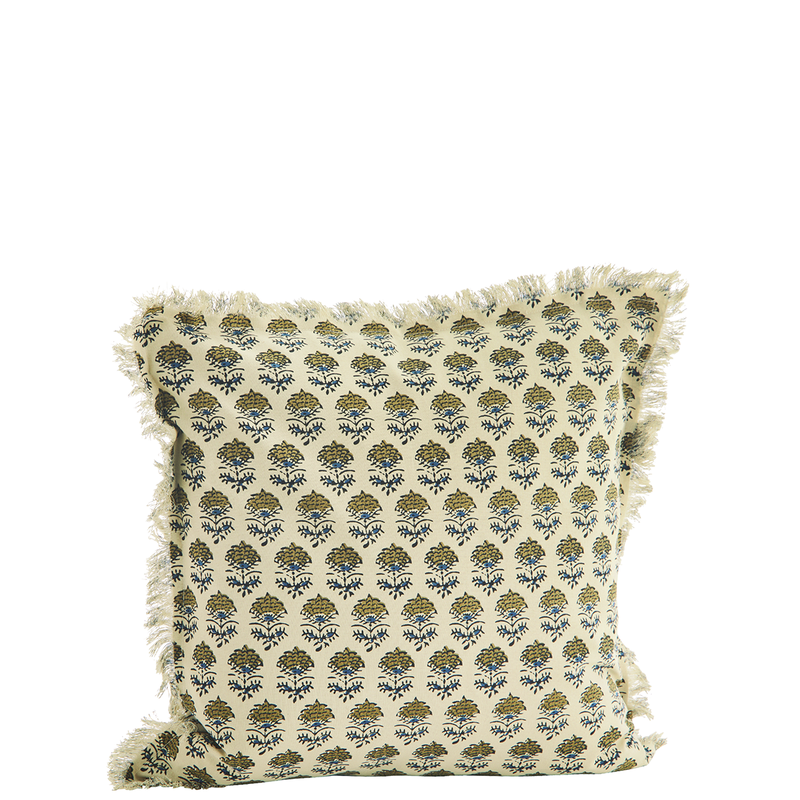 Madam Stoltz-collectie Printed cushion cover w/ fringes