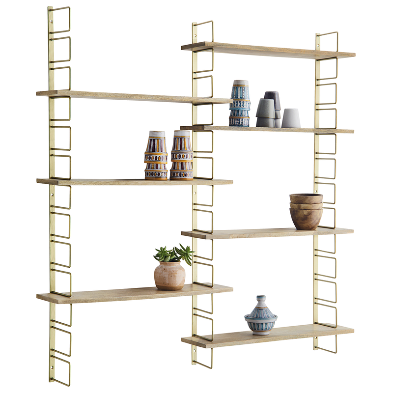 Madam Stoltz-collectie Wall rack w/ wooden shelves