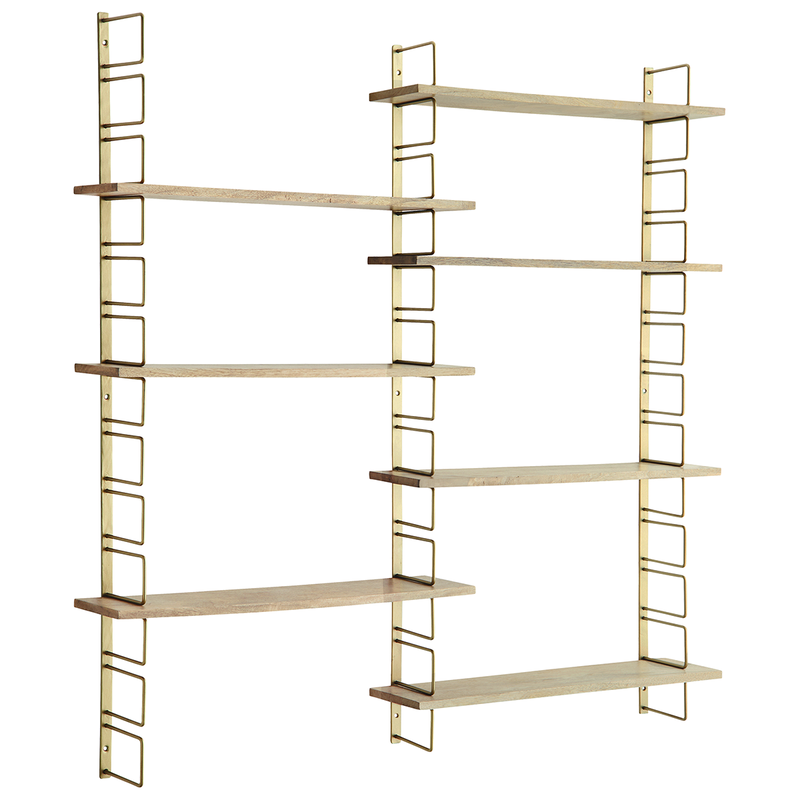 Madam Stoltz-collectie Wall rack w/ wooden shelves