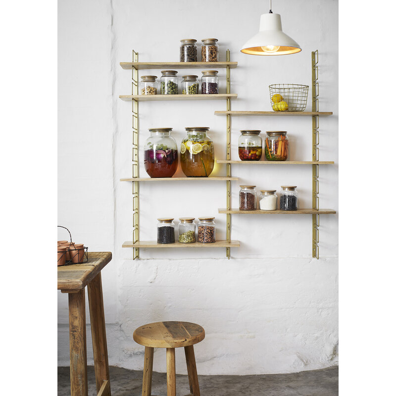 Madam Stoltz-collectie Wall rack w/ wooden shelves