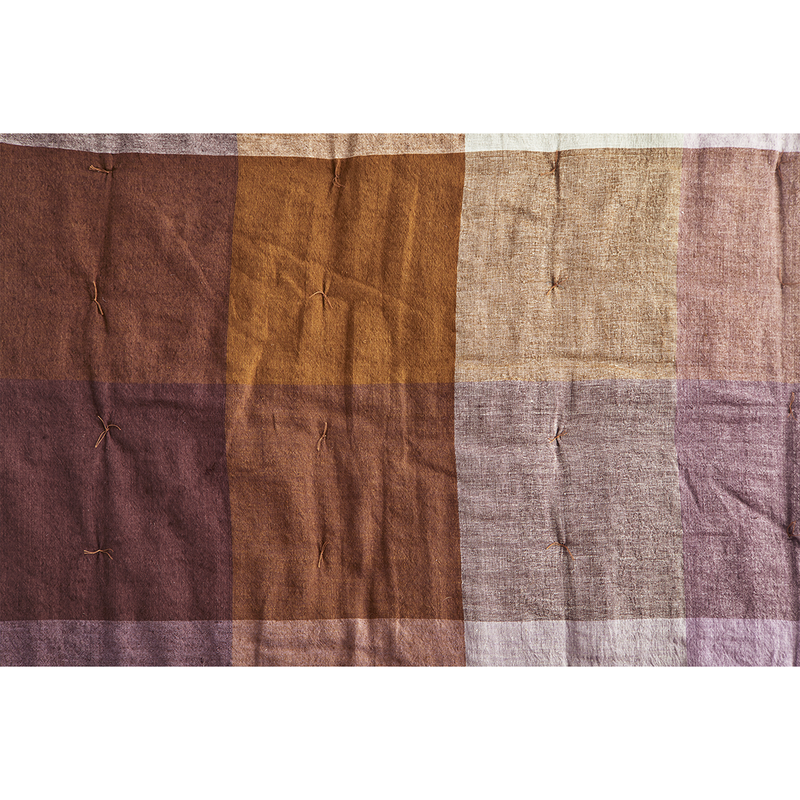 Madam Stoltz-collectie Handgemaakte quilt/ voetendeken oranje, lila en bordeaux