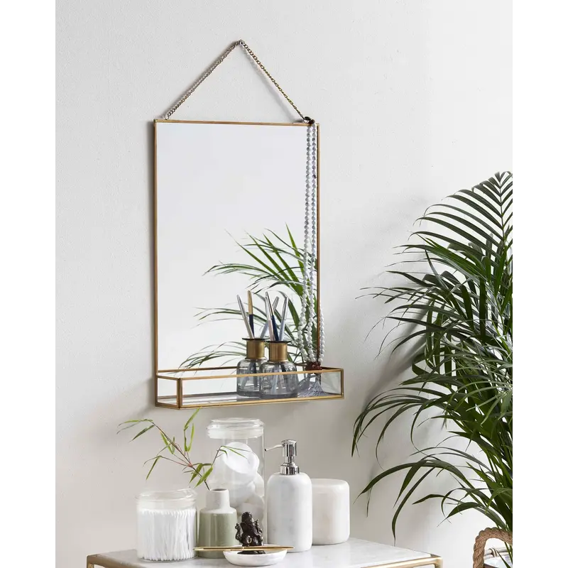 Nordal-collectie Mirror golden frame  with shelf