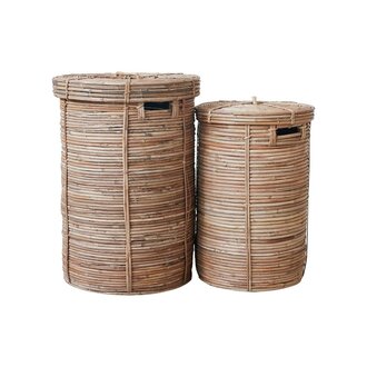 House Doctor Laundry baskets with lid Chaka (Set of 2) Natural