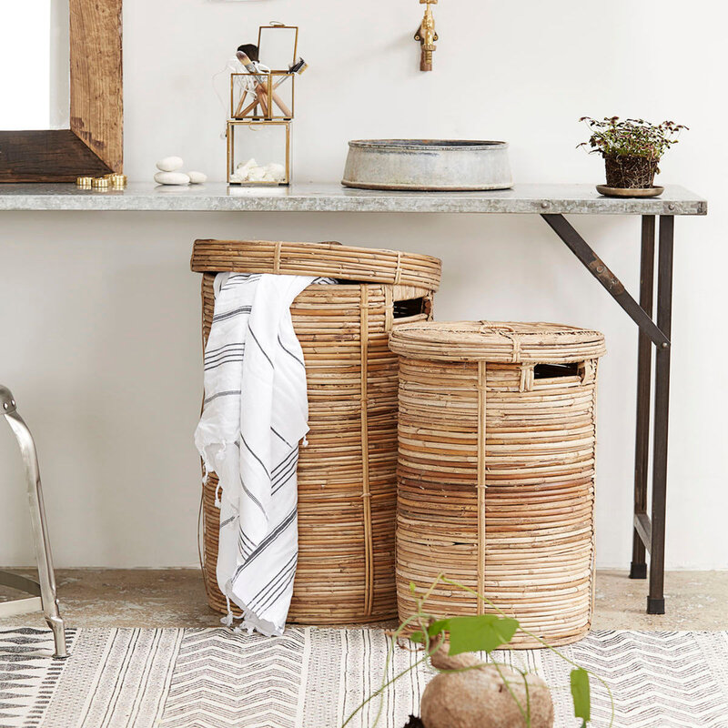 House Doctor-collectie Laundry baskets with lid Chaka (Set of 2) Natural