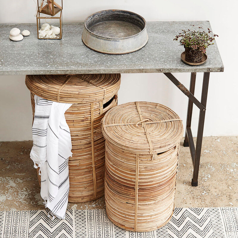 House Doctor-collectie Laundry baskets with lid Chaka (Set of 2) Natural