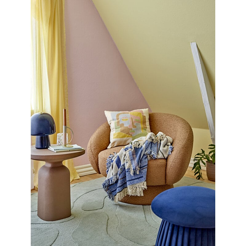 Bloomingville-collectie Roberta Poef Blauw Gerecycled Polyester