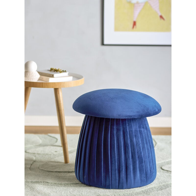 Bloomingville-collectie Roberta Poef Blauw Gerecycled Polyester