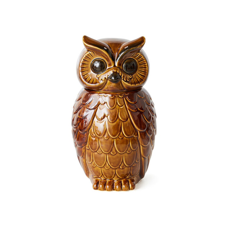 HKLIVING-collectie Ceramic owl jar roasted