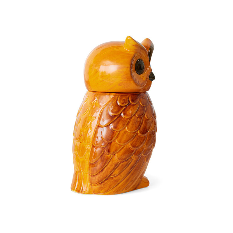 HKliving-collectie Ceramic owl jar tangerine