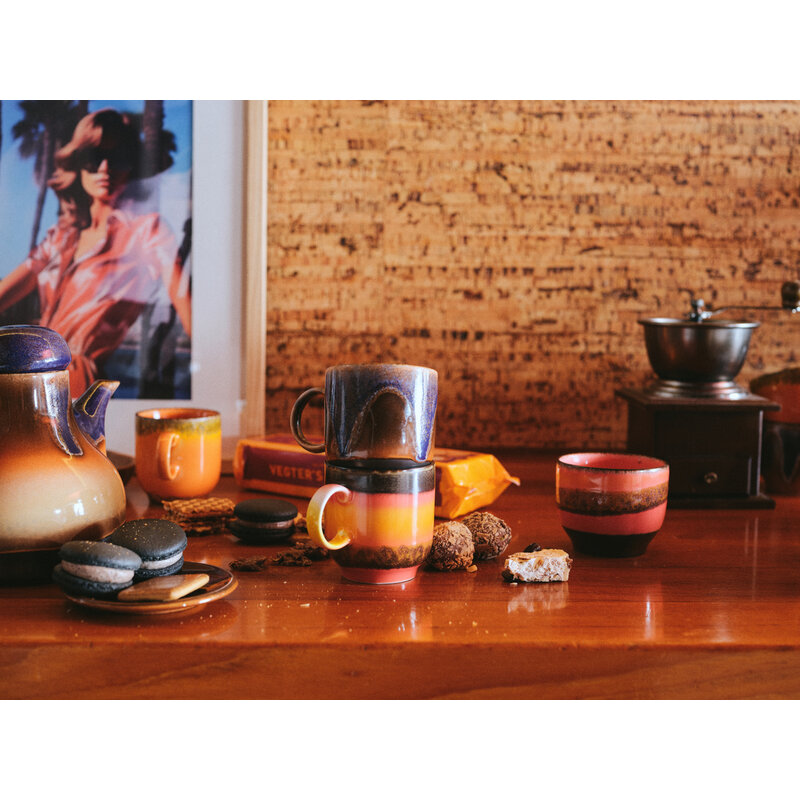 HKliving-collectie 70s Keramieks: koffie mokken brazil (set of 4)