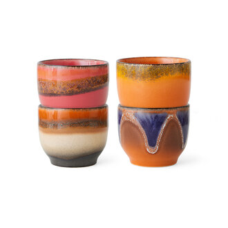 HKliving 70s ceramics: coffee cups java (set of 4)