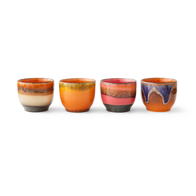 HKliving-collectie 70s Keramieks: koffie kopjes java (set of 4)