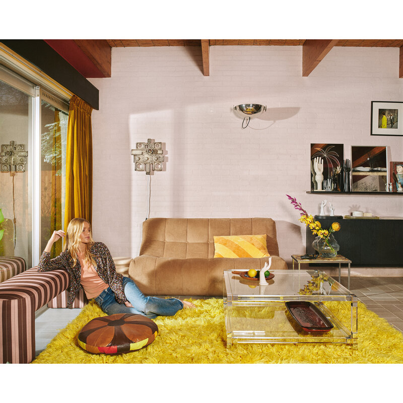 HKLIVING-collectie Retro patch kussen (ø55cm)