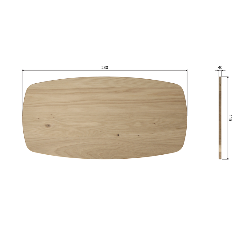 WOOOD-collectie TABLO XL TABLE TOP OAK NATURAL DANISH OVAL 230X115CM [fsc]