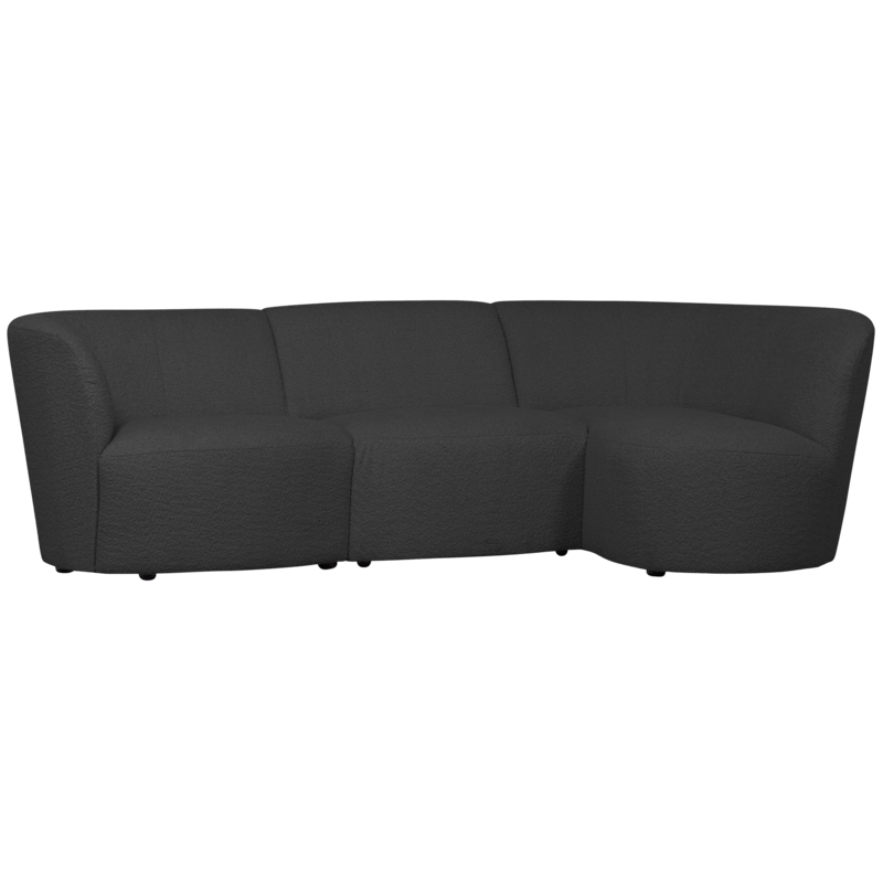 WOOOD-collectie Coco 3-Zits Ronding Rechts Boucle Donkergrijs