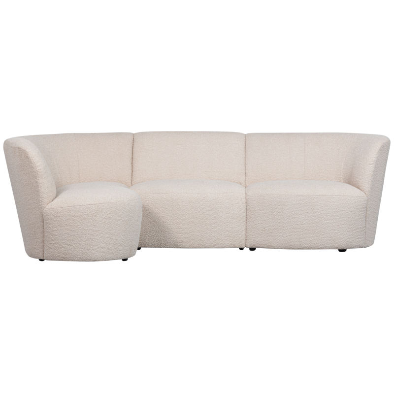 WOOOD-collectie Coco 3-Seater Rounded Left Boucle Cream
