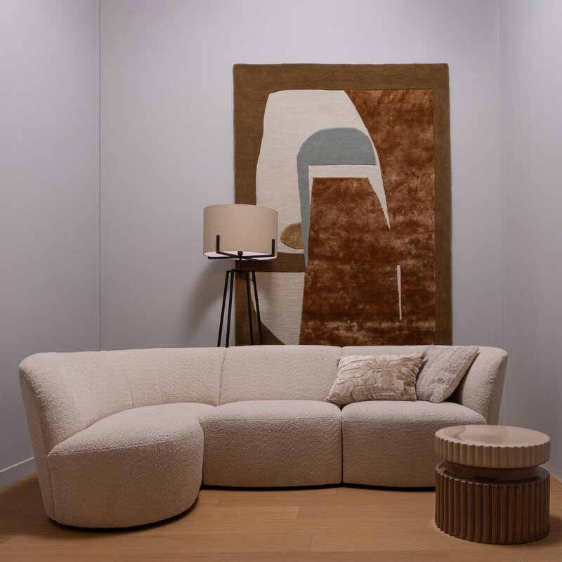 WOOOD-collectie Coco 3-Seater Rounded Left Boucle Cream