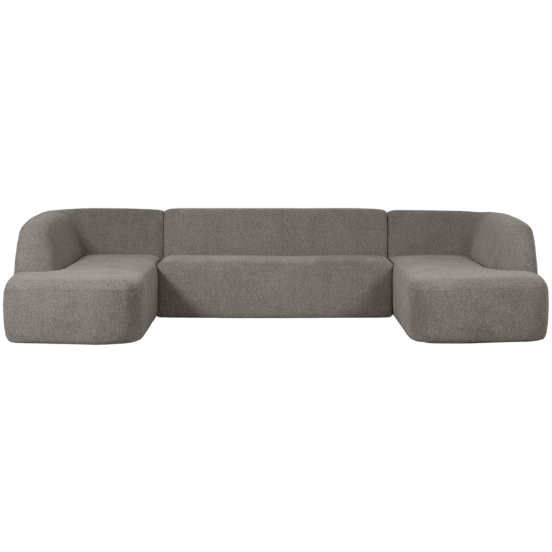 WOOOD-collectie Sloping U-Vorm Bank Grijs Melange
