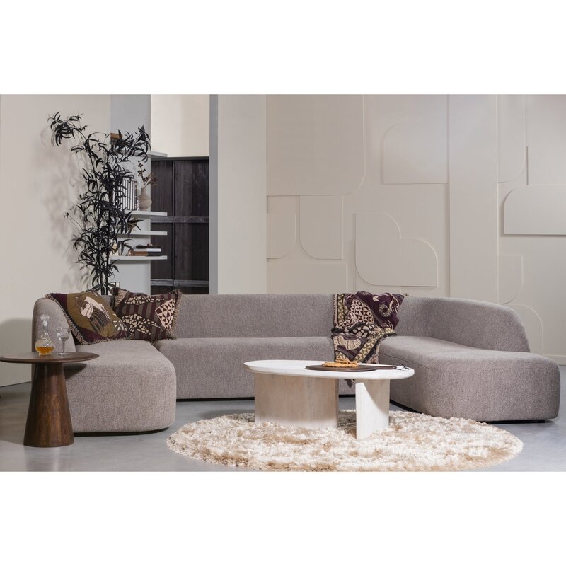 WOOOD-collectie Sloping U-Vorm Bank Grijs Melange