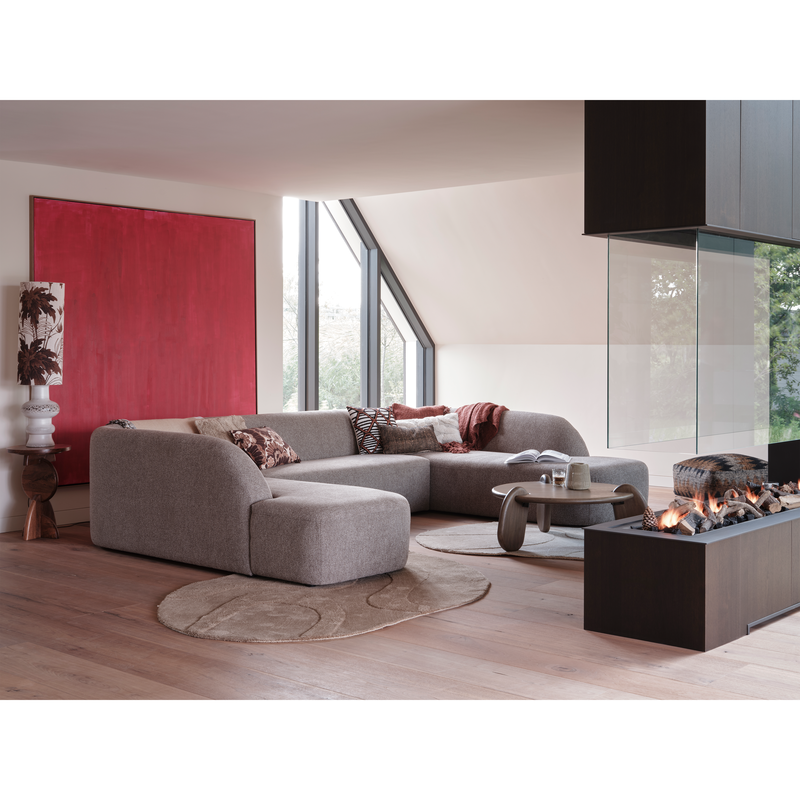 WOOOD-collectie Sloping U-Vorm Bank Grijs Melange