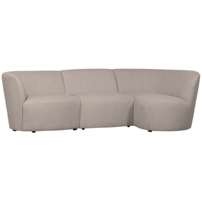 WOOOD-collectie Coco 3-Zits Ronding Rechts Boucle Zand