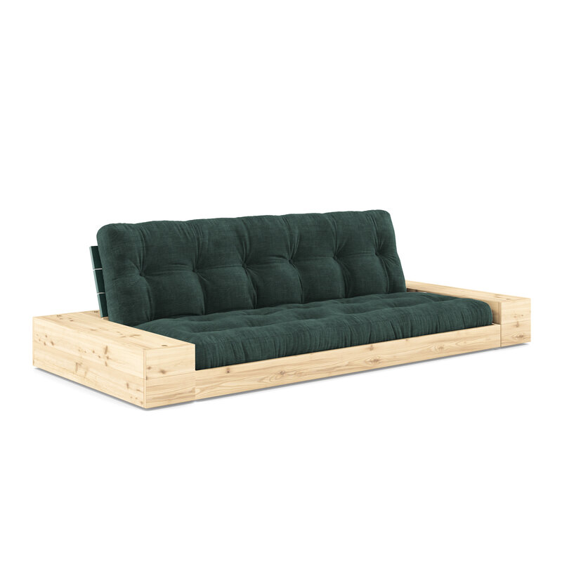 Karup Design-collectie Slaapbank Base Lush Green  W. 2 Sideboxes naturel hout met 5-lagen mixed matras Seaweed