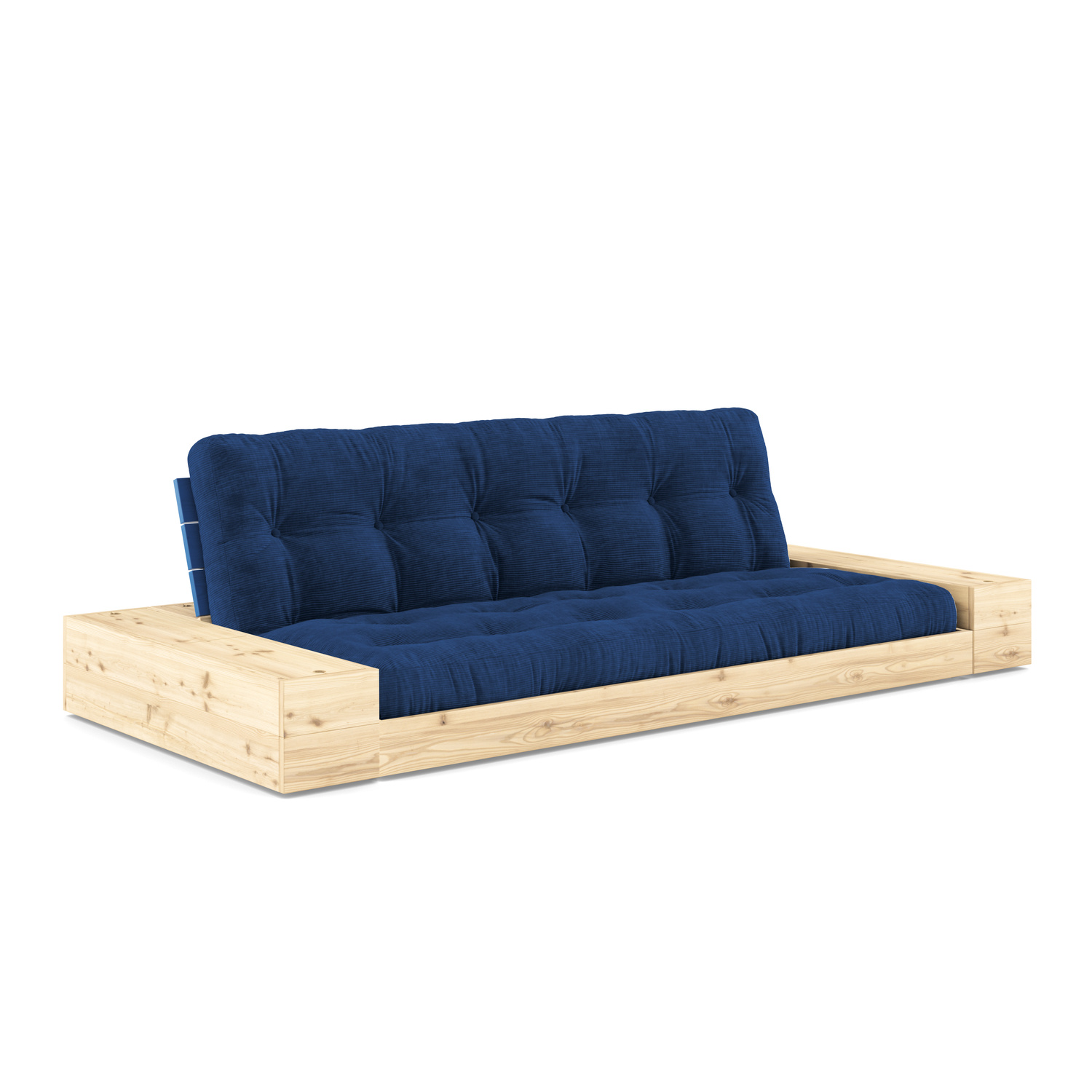 Karup Design-collectie Slaapbank Base Cobalt Blue W. 2 Sideboxes naturel hout met 5-lagen mixed matras Royal Blue