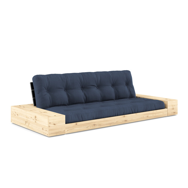 Karup Design-collectie Slaapbank Base Black Night  W. 2 Sideboxes naturel hout met 5-lagen mixed matras Linen