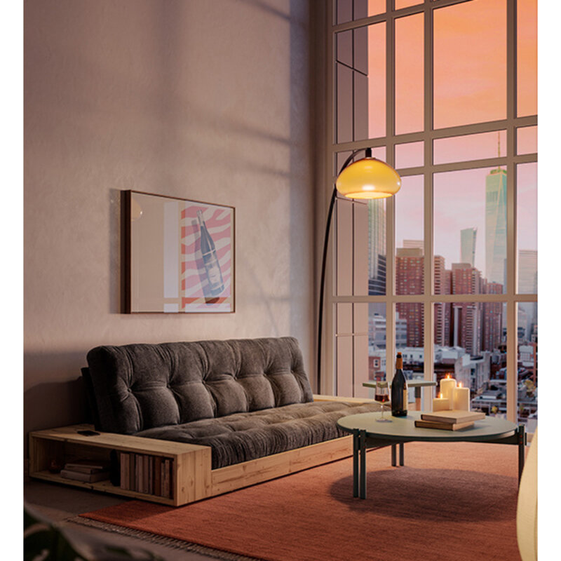 Karup Design-collectie Base Black Night Lacquered W. 2 Sideboxes Clear W. 5-Layer Mixed Mattress Linen