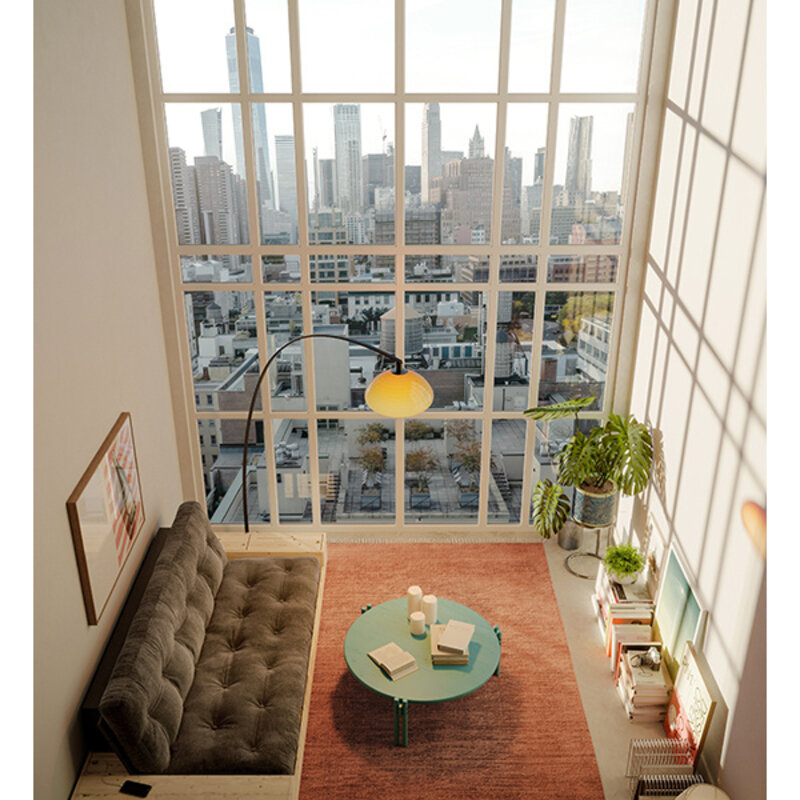 Karup Design-collectie Base Black Night Lacquered W. 2 Sideboxes Clear W. 5-Layer Mixed Mattress Linen