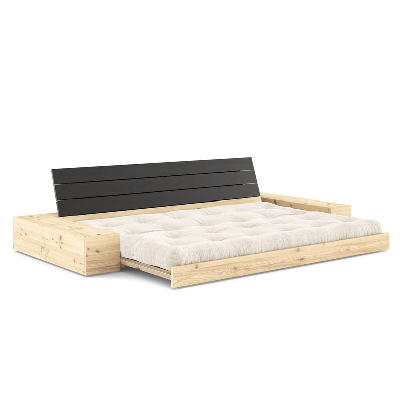 Karup Design-collectie Base Black Night Lacquered W. 2 Sideboxes Clear W. 5-Layer Mixed Mattress Linen