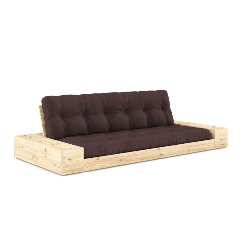 Karup Design-collectie Slaapbank Base naturel hout  W. 2 Sideboxes naturel hout met 5-lagen mixed matras Linen - Copy