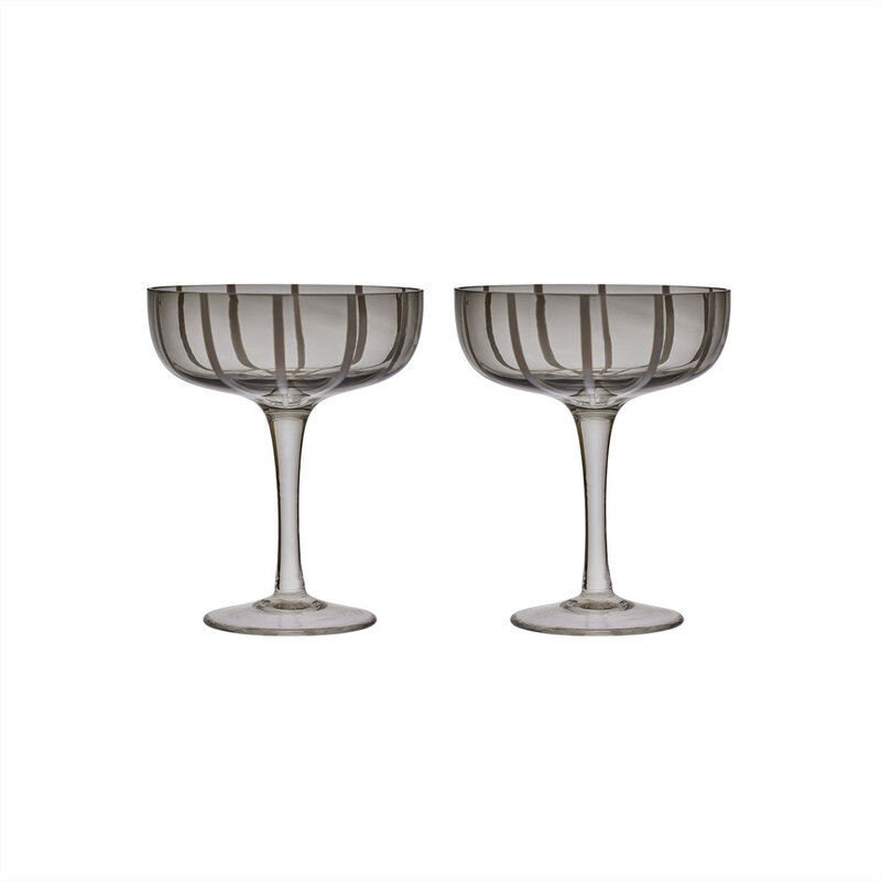 OYOY LIVING Mizu Coupe Glass  Set of 2  Gray