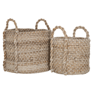 Mand Patio rond - set van 2 - Abaca en katoentouw