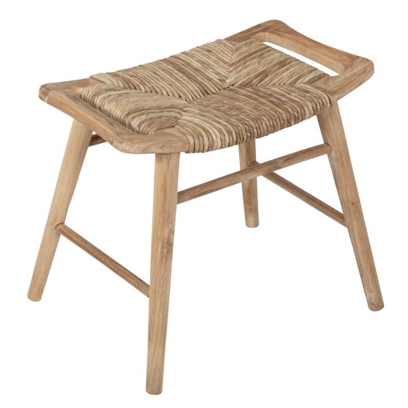 MUST Living-collectie Kruk Rex recycled teakwood met banana bark zitting