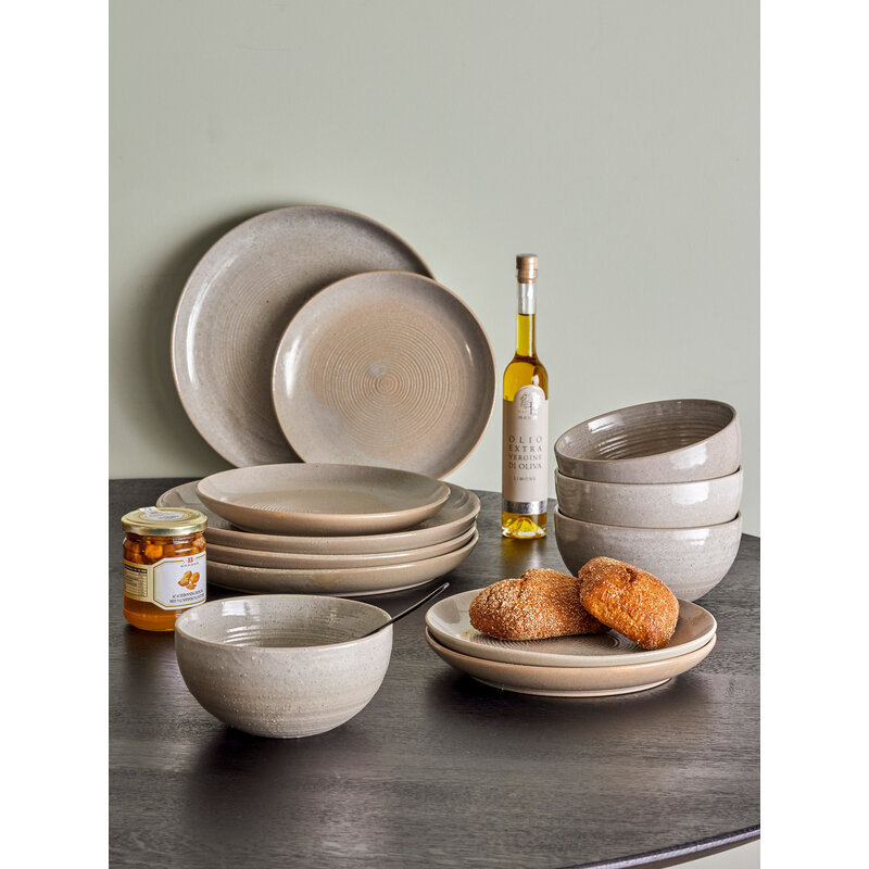 Bloomingville-collectie Taupe Tableware Set, Grey, Stoneware