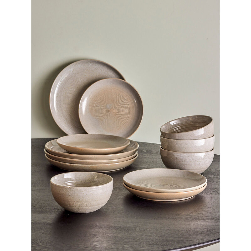 Bloomingville-collectie Taupe Tableware Set, Grey, Stoneware