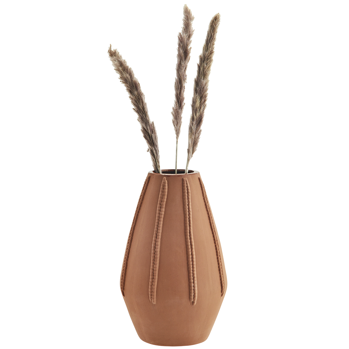 Madam Stoltz Terracotta vase met reliëf deco Deens