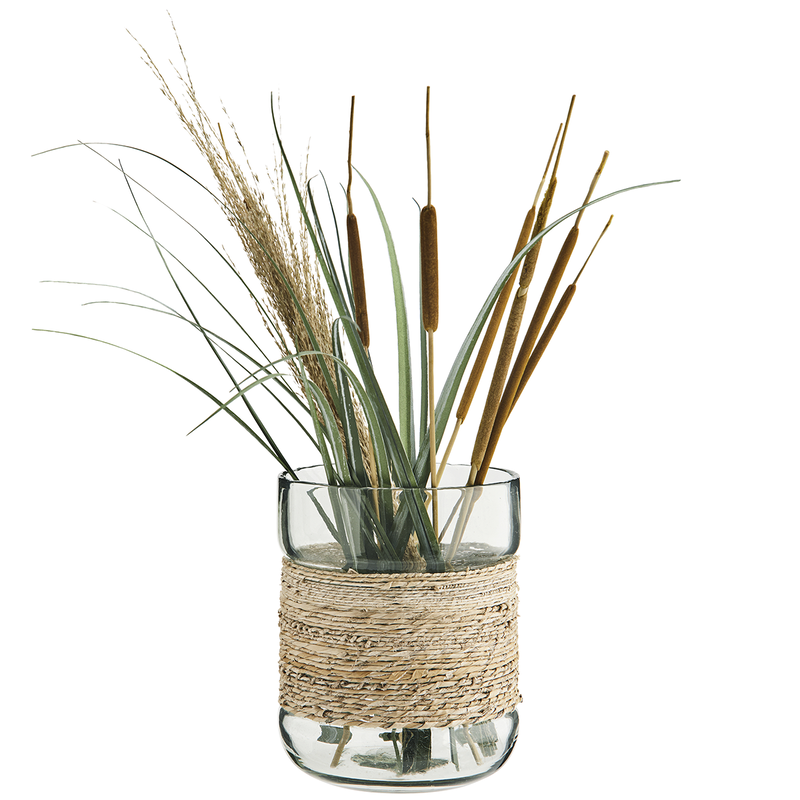 Madam Stoltz-collectie Glazen vaas met touw omwikkeld