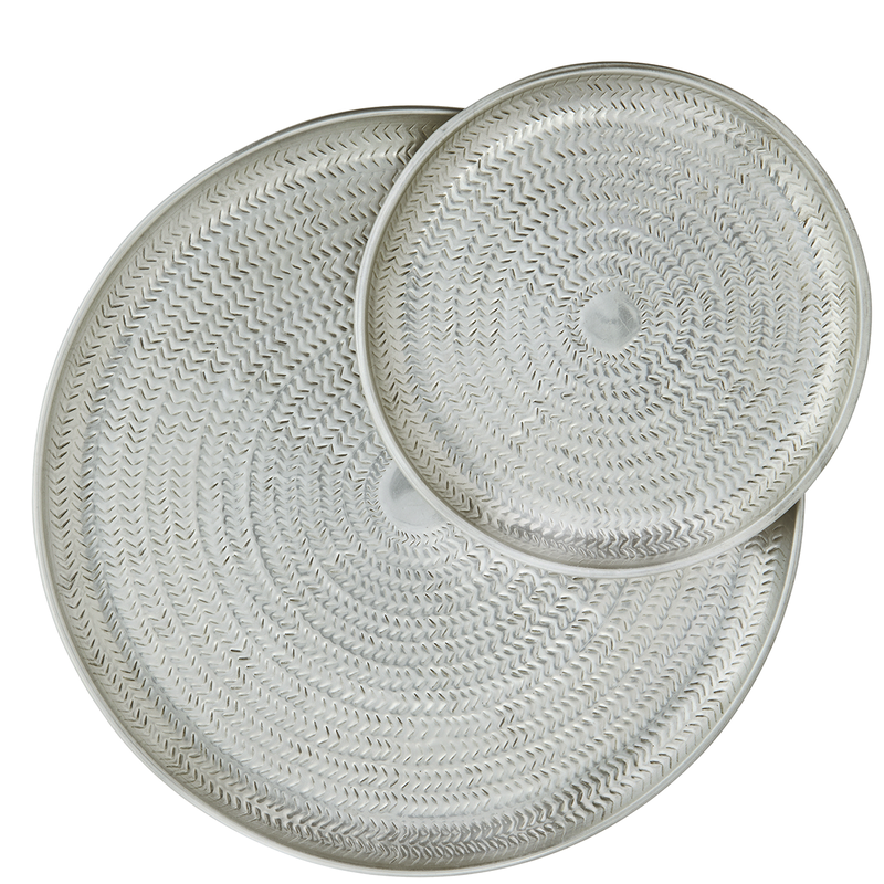 Madam Stoltz-collectie Set 2 gehamerde zilverkleurige schalen