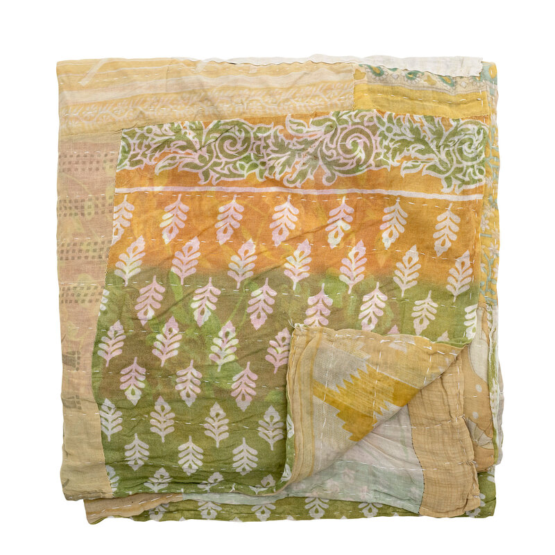 Bloomingville-collectie Sari Quilt Yellow Recycled Cotton