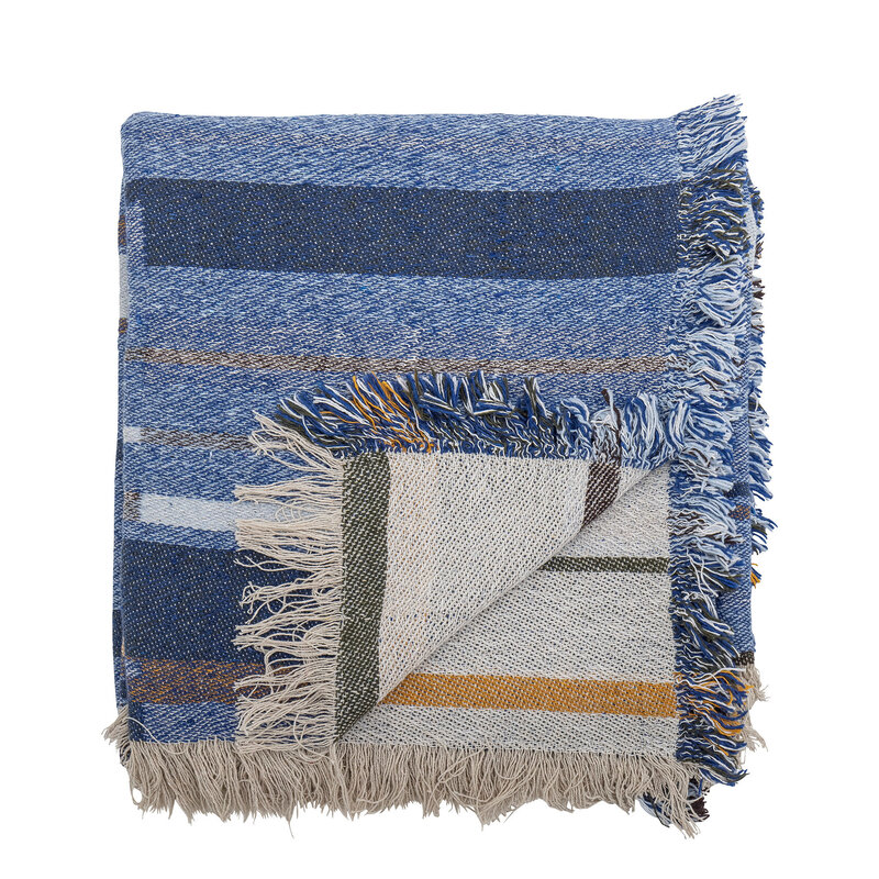 Bloomingville-collectie Toscana Throw Blue Recycled Cotton