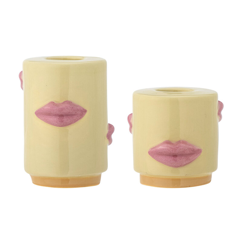 Bloomingville-collectie Sassy Candle Holder Yellow Stoneware