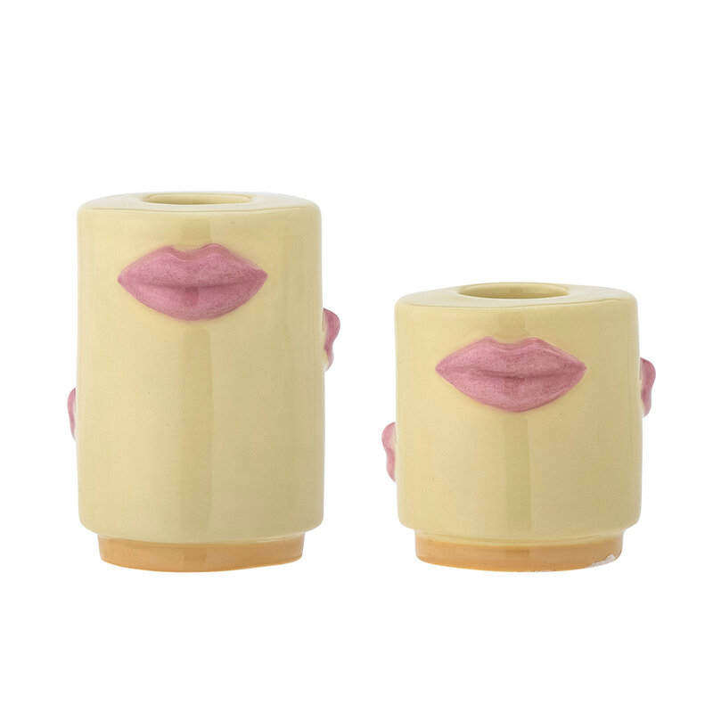 Bloomingville-collectie Sassy Candle Holder Yellow Stoneware