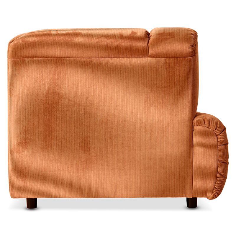 HKLIVING-collectie Wave bank: element rechts hoge arm corduroy rib dusty orange